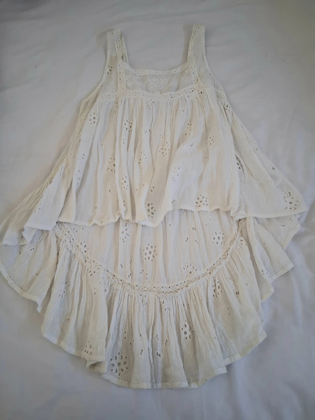 Patrons of Peace White Eyelet Lace Tank Top XS
