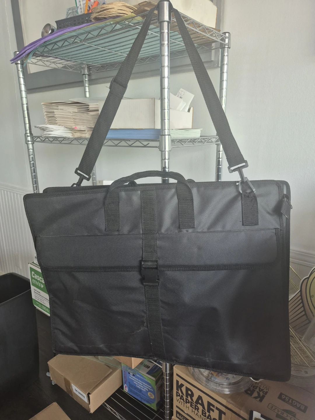 Black Document or Art Portfolio Bag with Straps