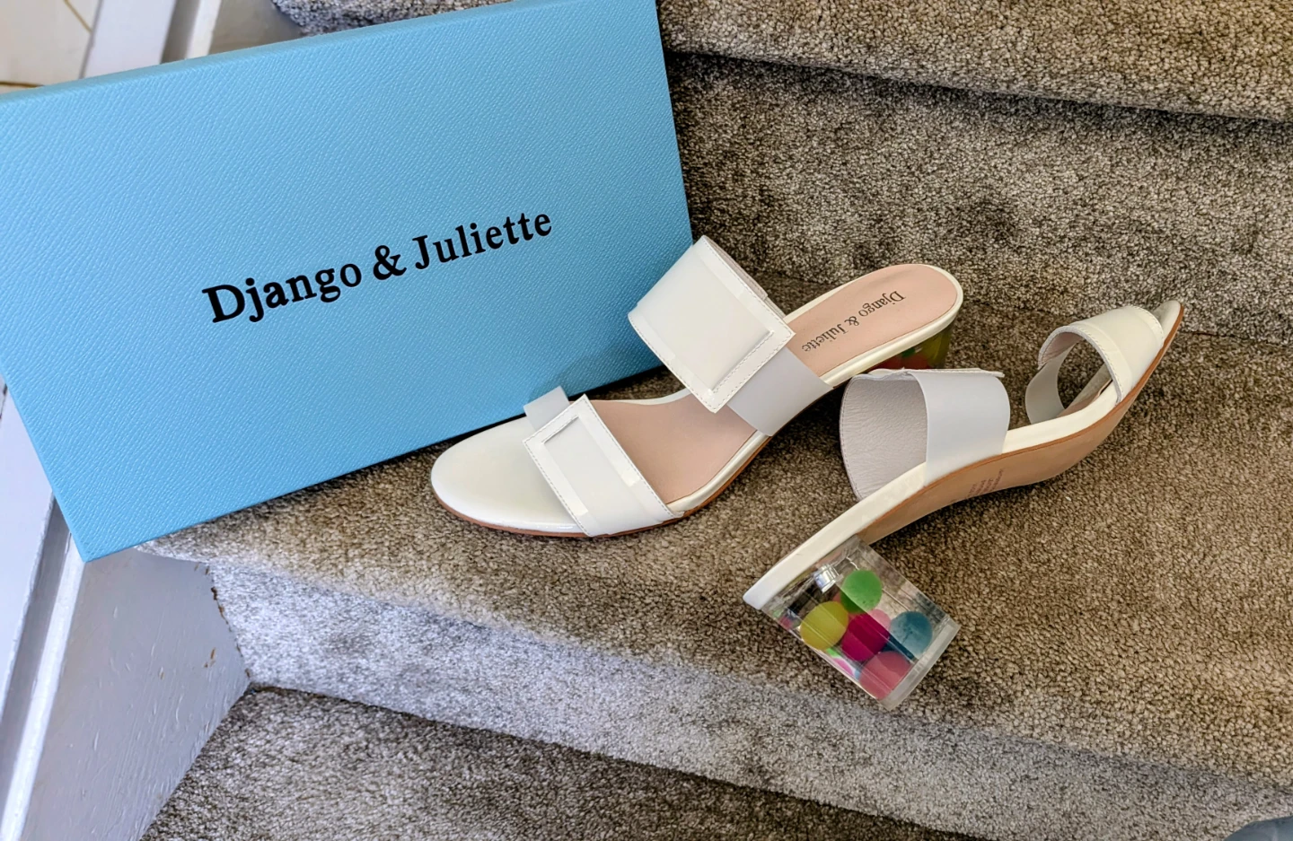 Django & Juliette  White Bubble Heel Sandals