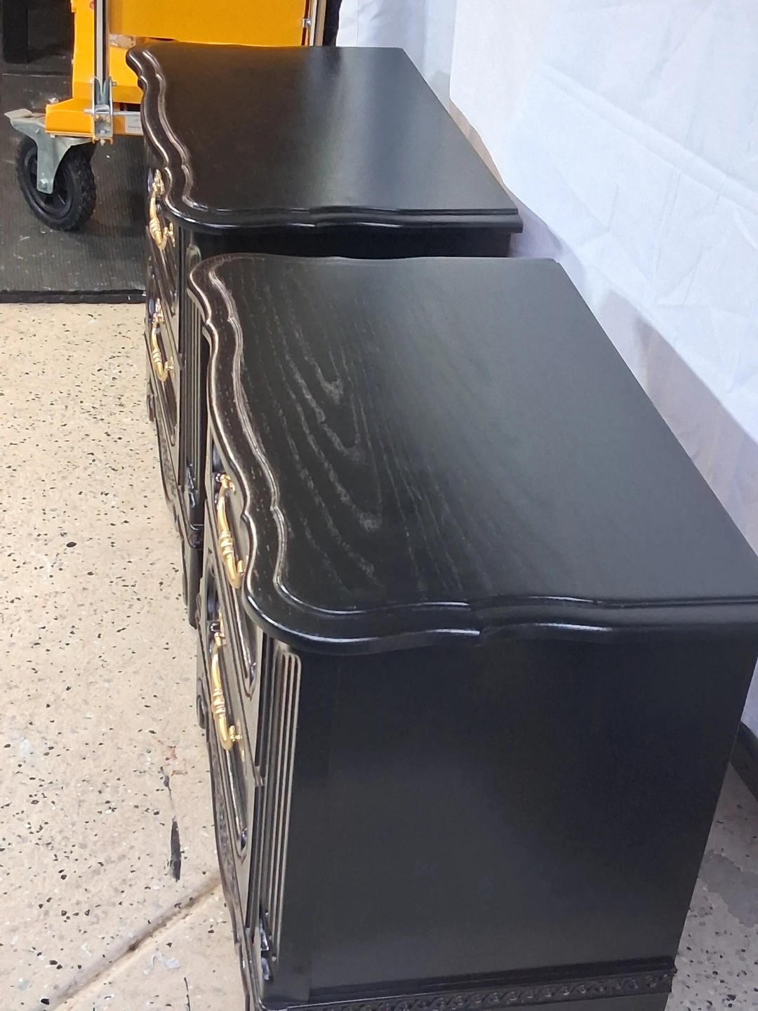 Pair of Black Nightstands with Gold Handles - photo 3