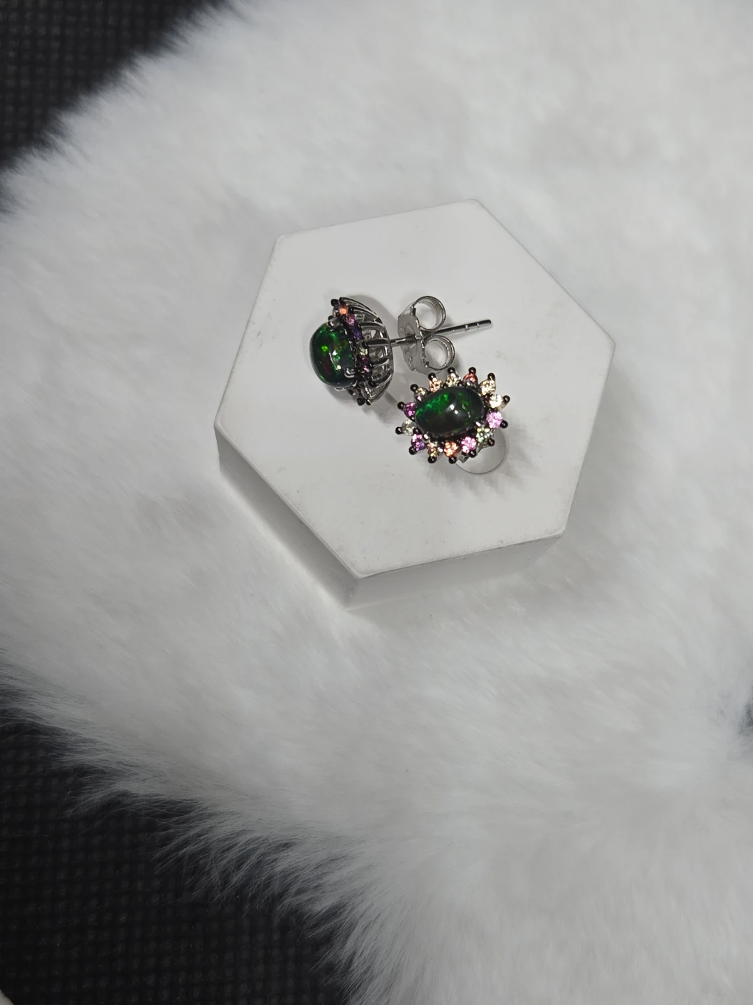 Kisses & Bliss Black Opal Earrings with Multi-Colored Sapphires - photo 3