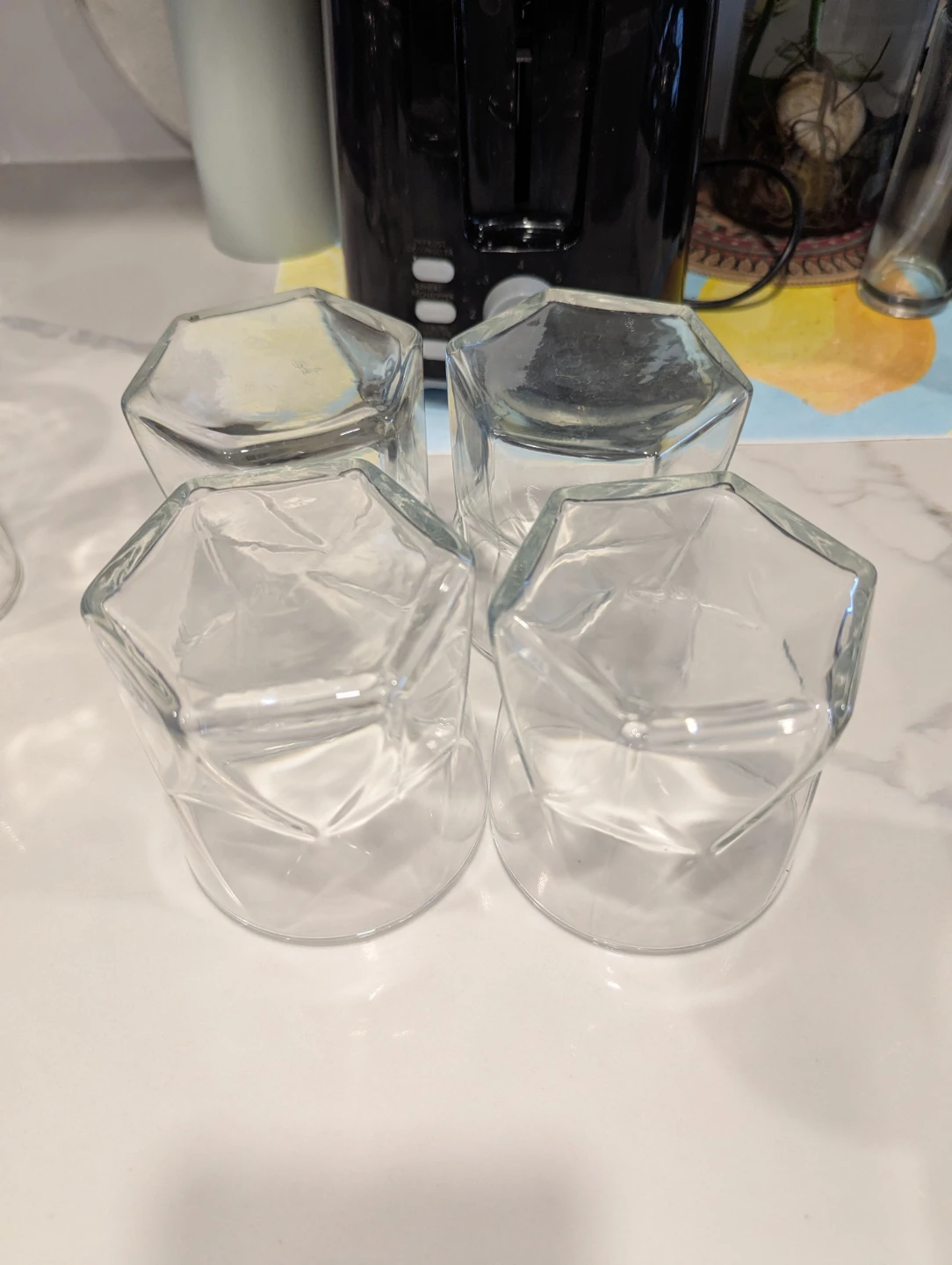 Set of 4 Geometric Glass Tumblers