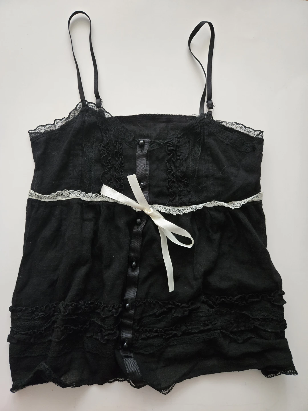 Black lace cami top - XS