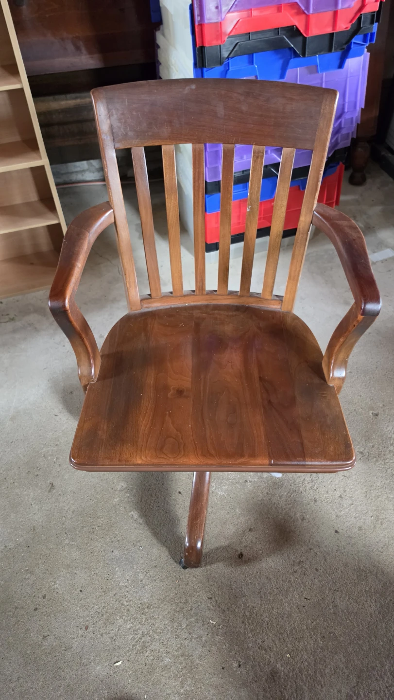 Wooden Swivel Office Chair - photo 2
