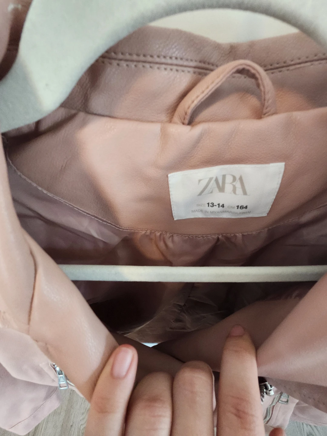Zara Pink Faux Leather Moto Jacket - photo 2