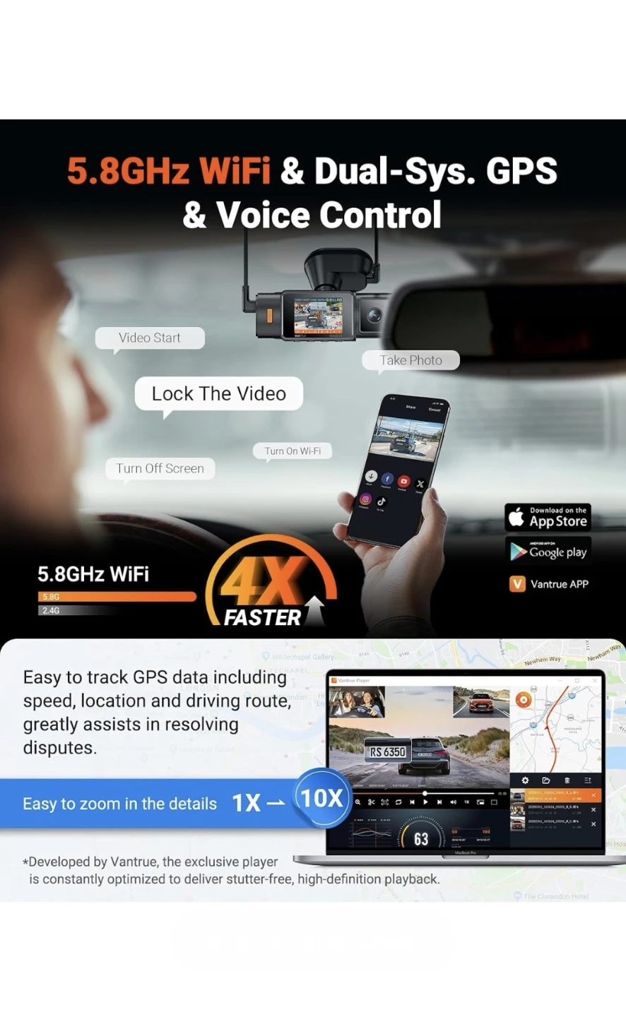 New Vantrue N4S 3 Channel Front Inside Rear Dash Cam - photo 5
