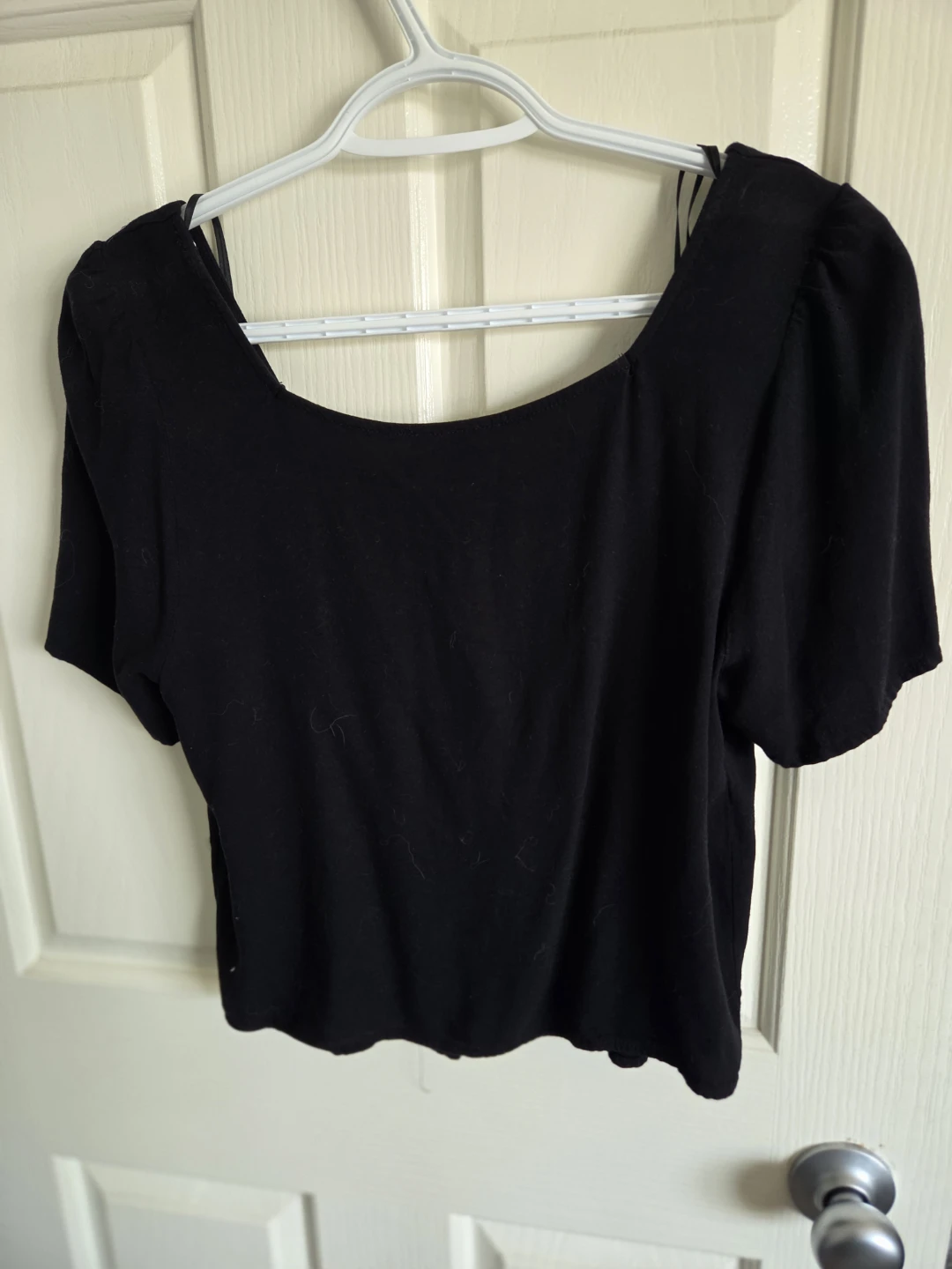 Black Square Neck Button-Up Top - photo 2