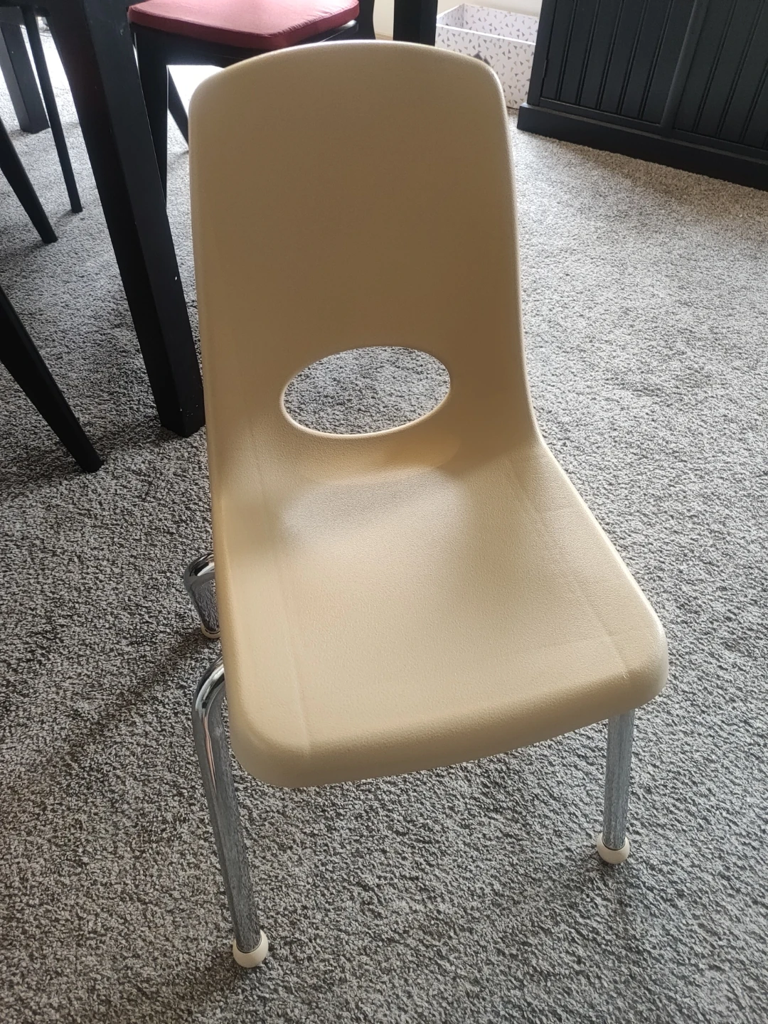 6 ECR4KIDS Beige Plastic Child's Chair with Metal Legs