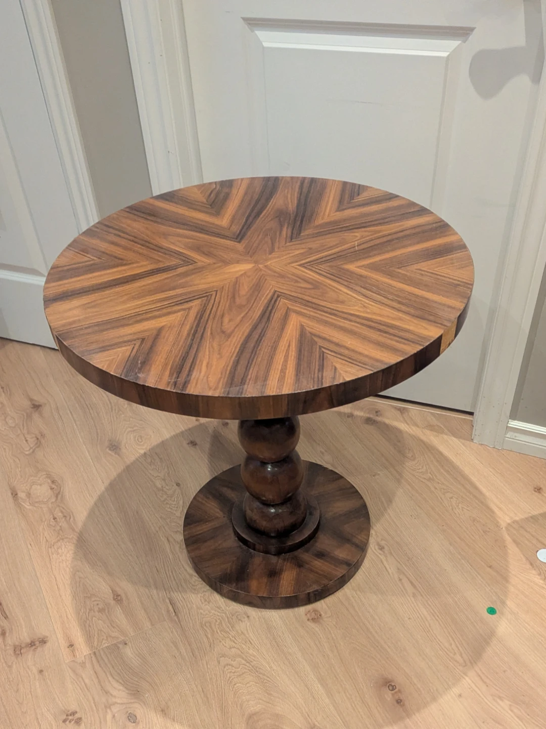 Beautiful solid blood decorative base with sunburst veneer top