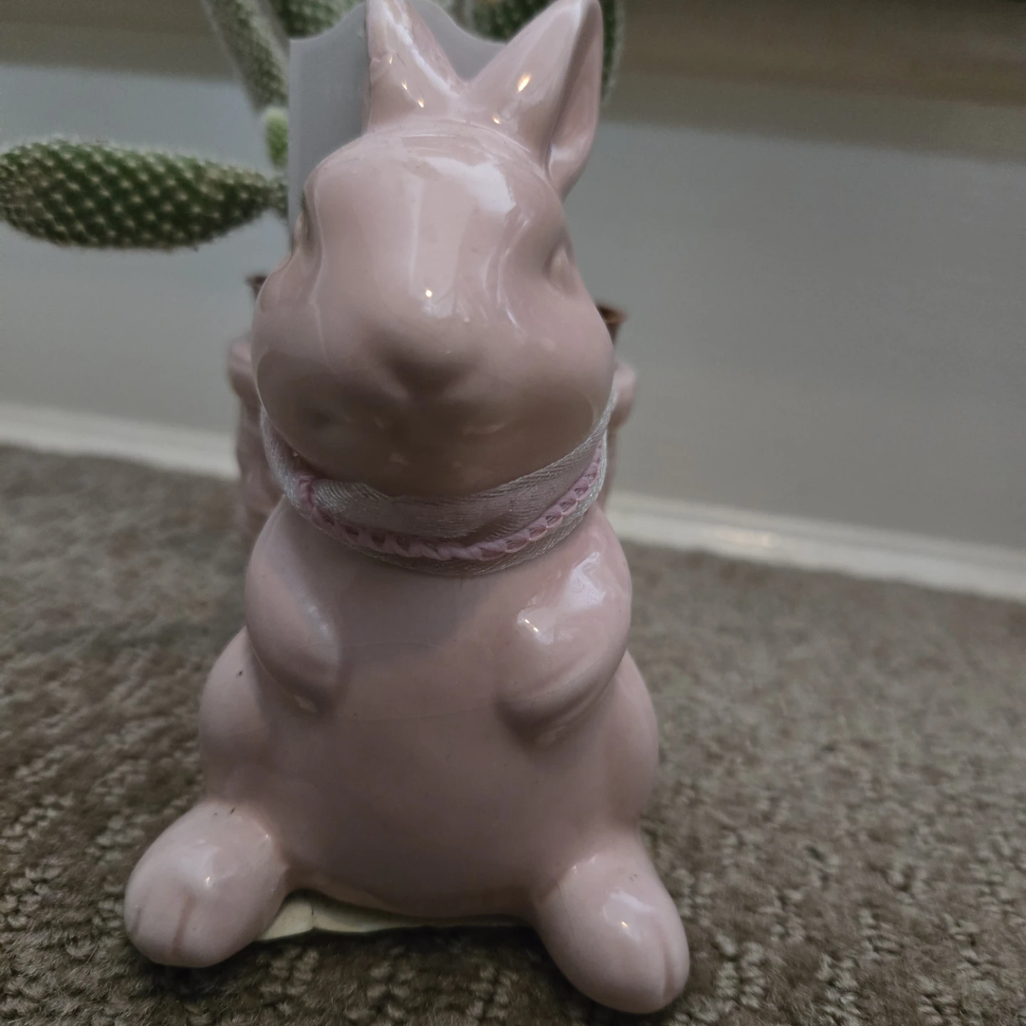 Small Pink Bunny Planter with Bunny Cactus - photo 5