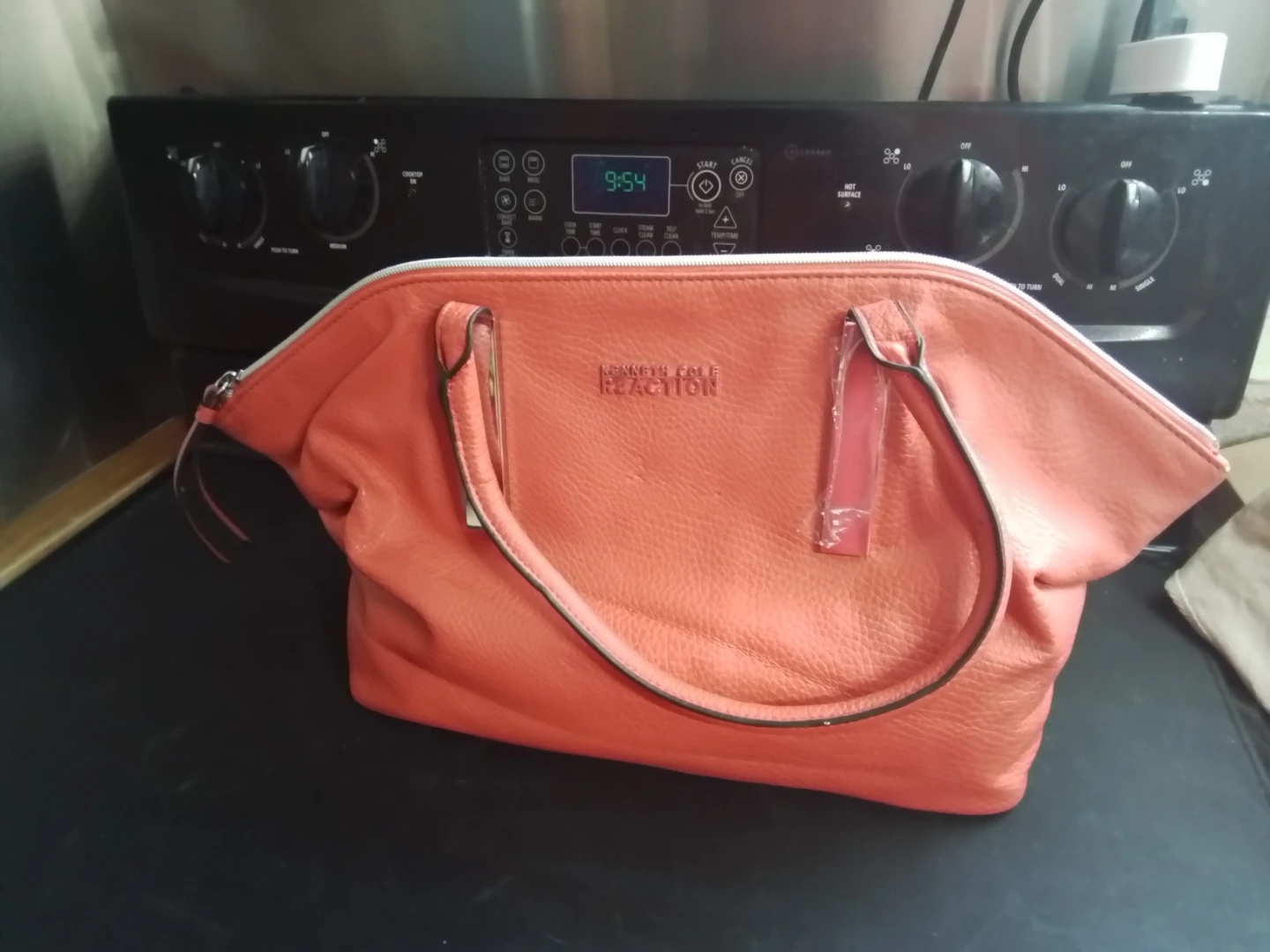 Kenneth Cole Reaction Orange Faux Leather Satchel Handbag