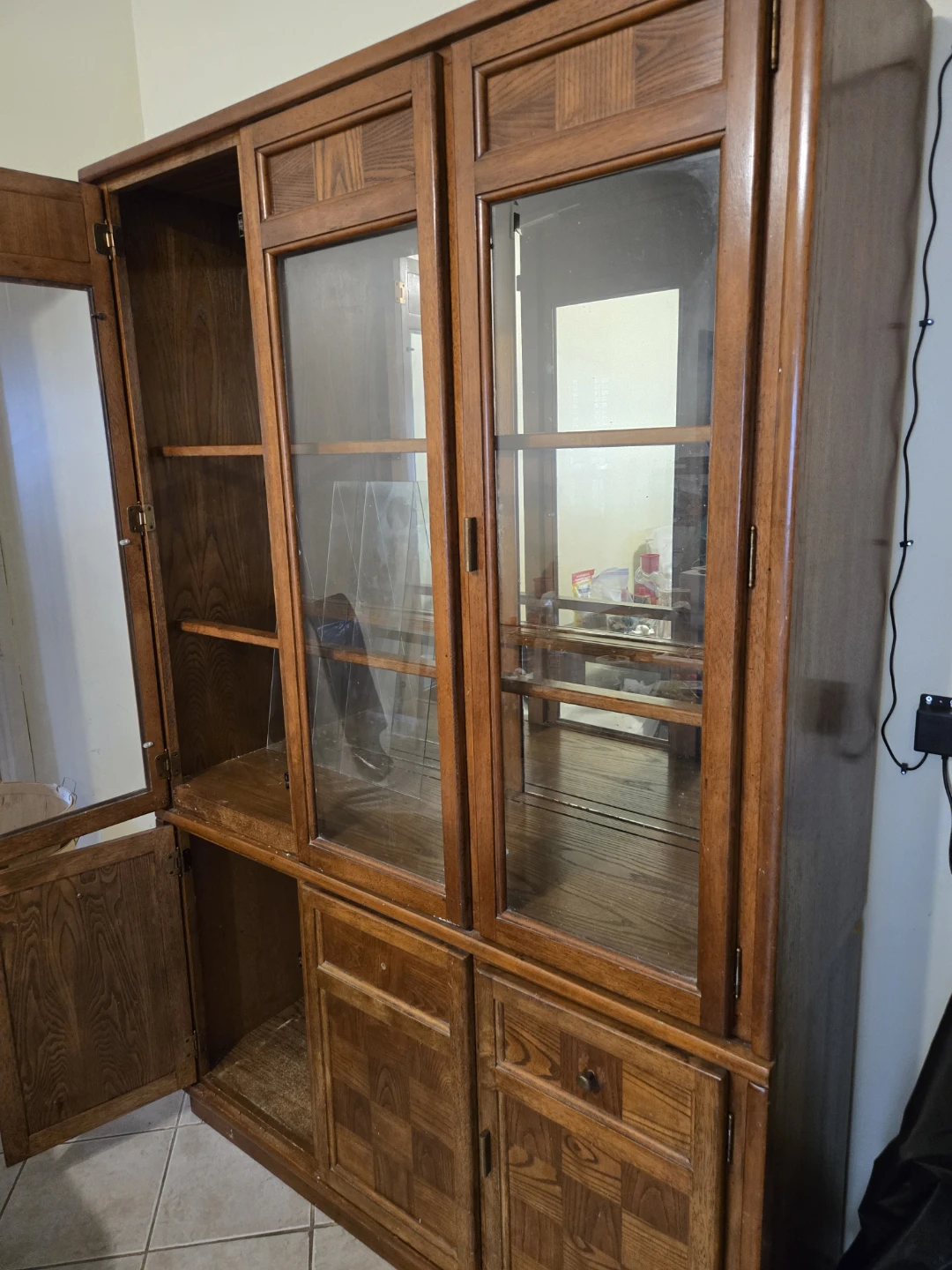 Wooden Display Cabinet with Glass Doors - photo 2