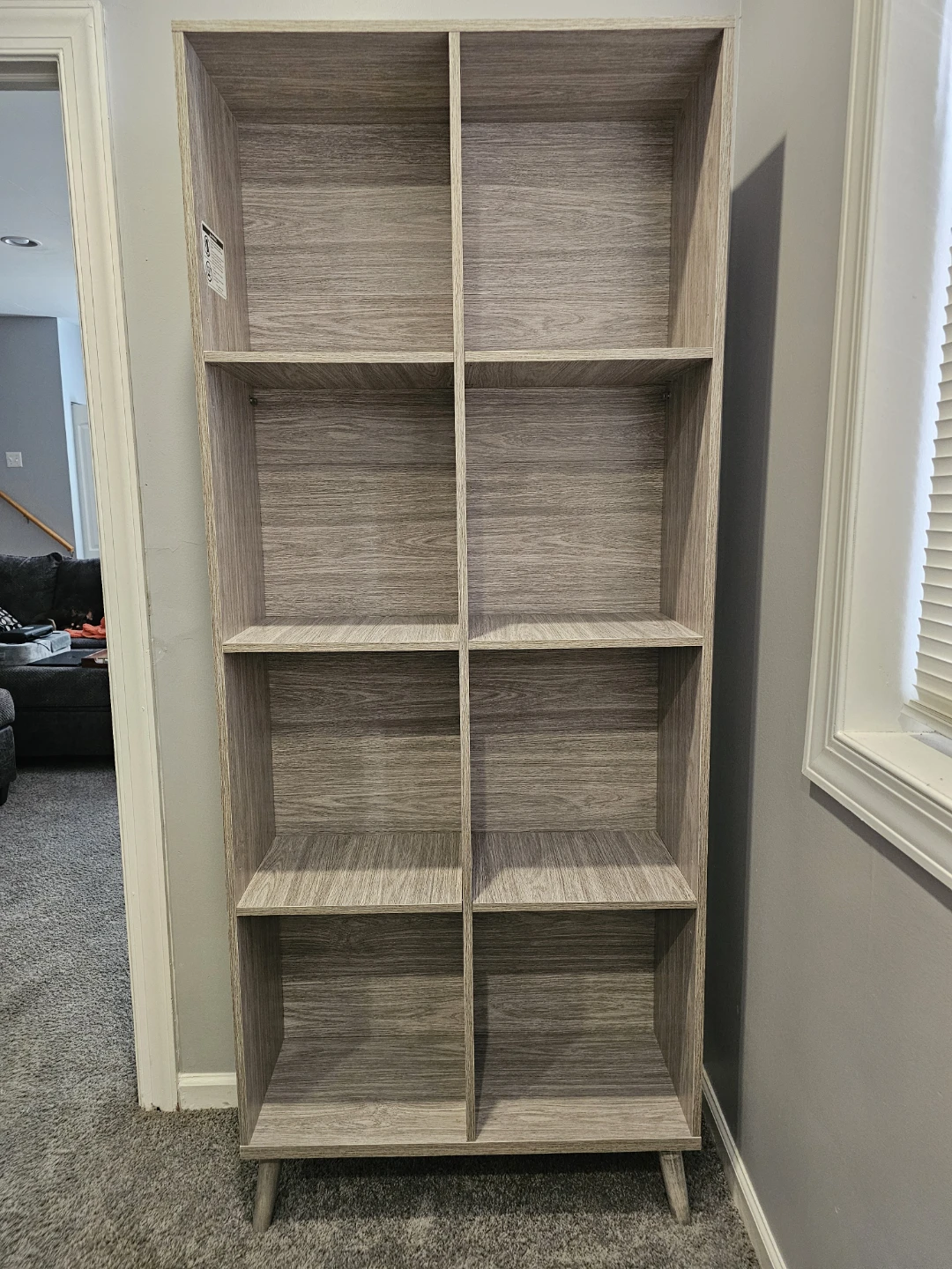 8-Cube Tall Bookcase - Gray Wood Finish