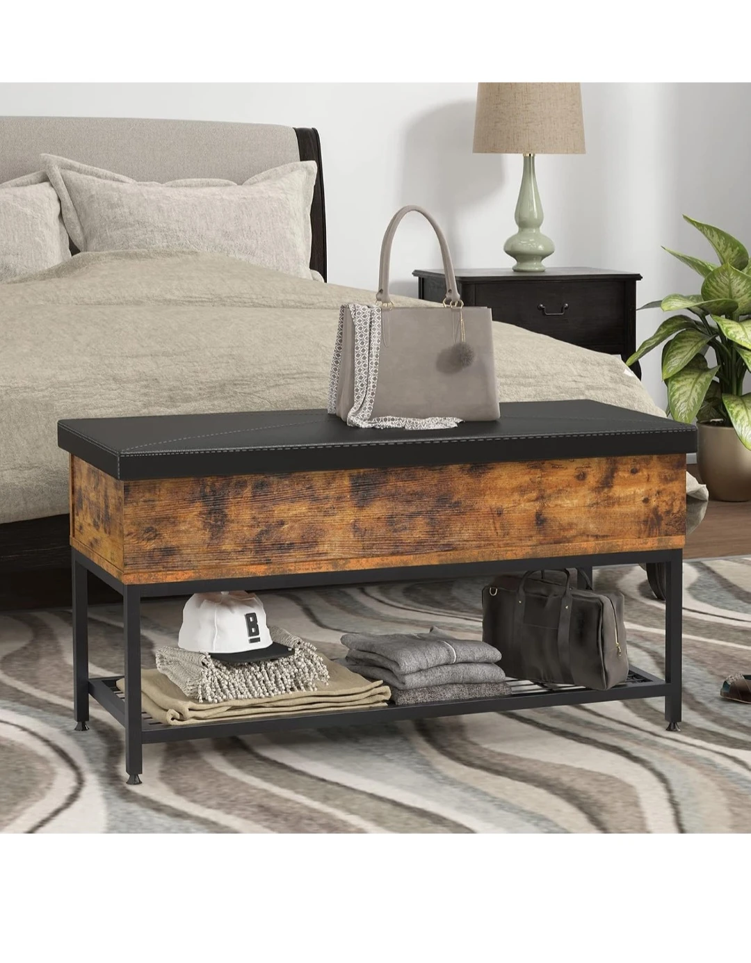 Entryway Storage Bench with Shoe Rack - photo 2