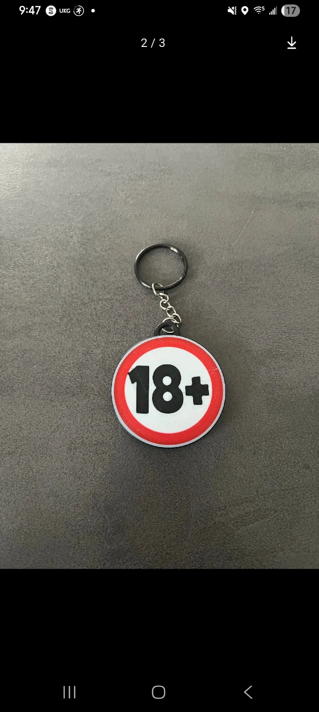 18+ Warning Sign Keychain