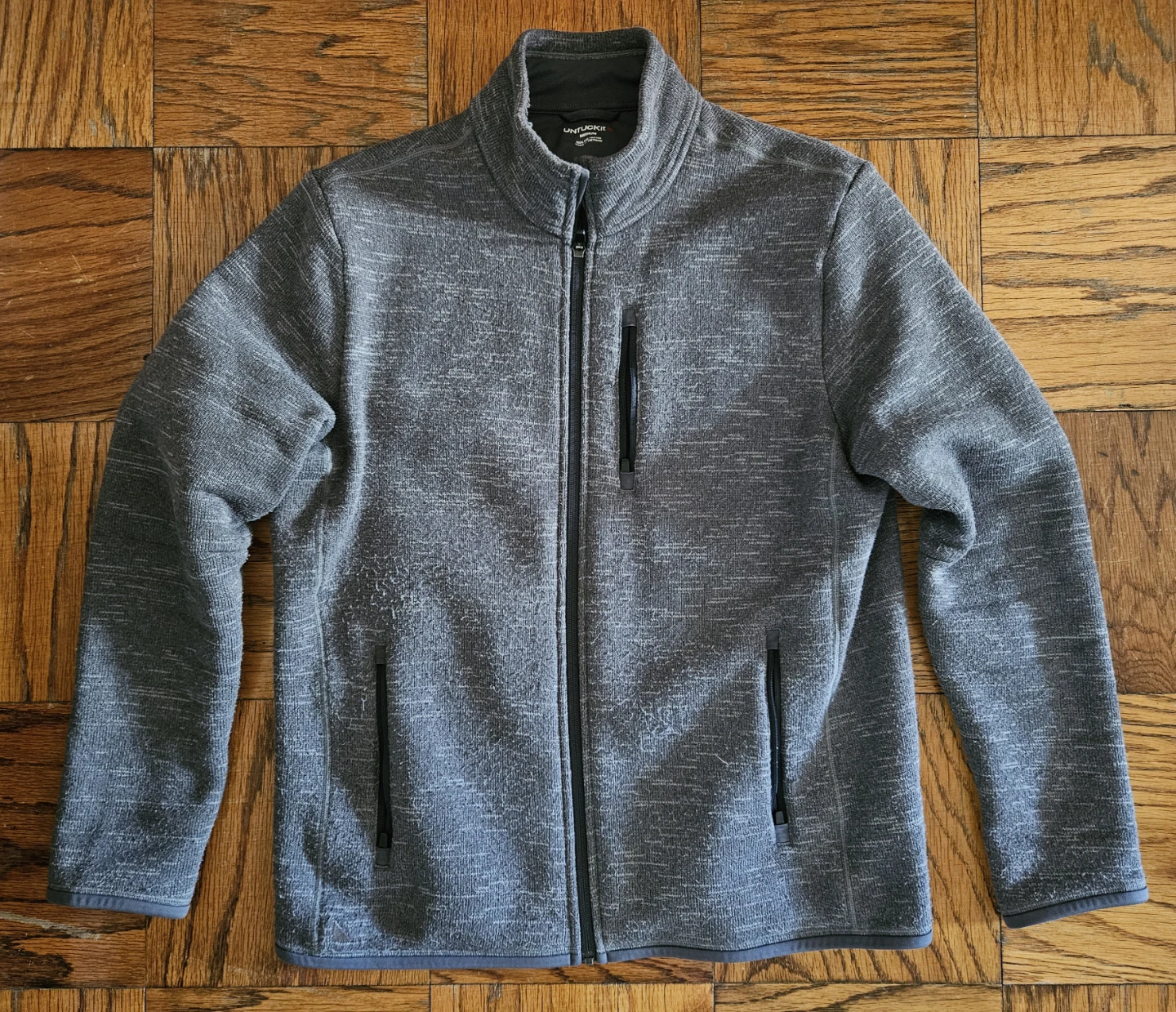 UNTUCKit Men's Medium Full Zip Fleece Jacket Gray