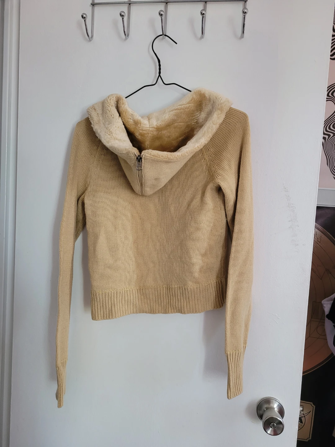 Yellow Zip-Up Hoodie with Faux Fur Trim - photo 2