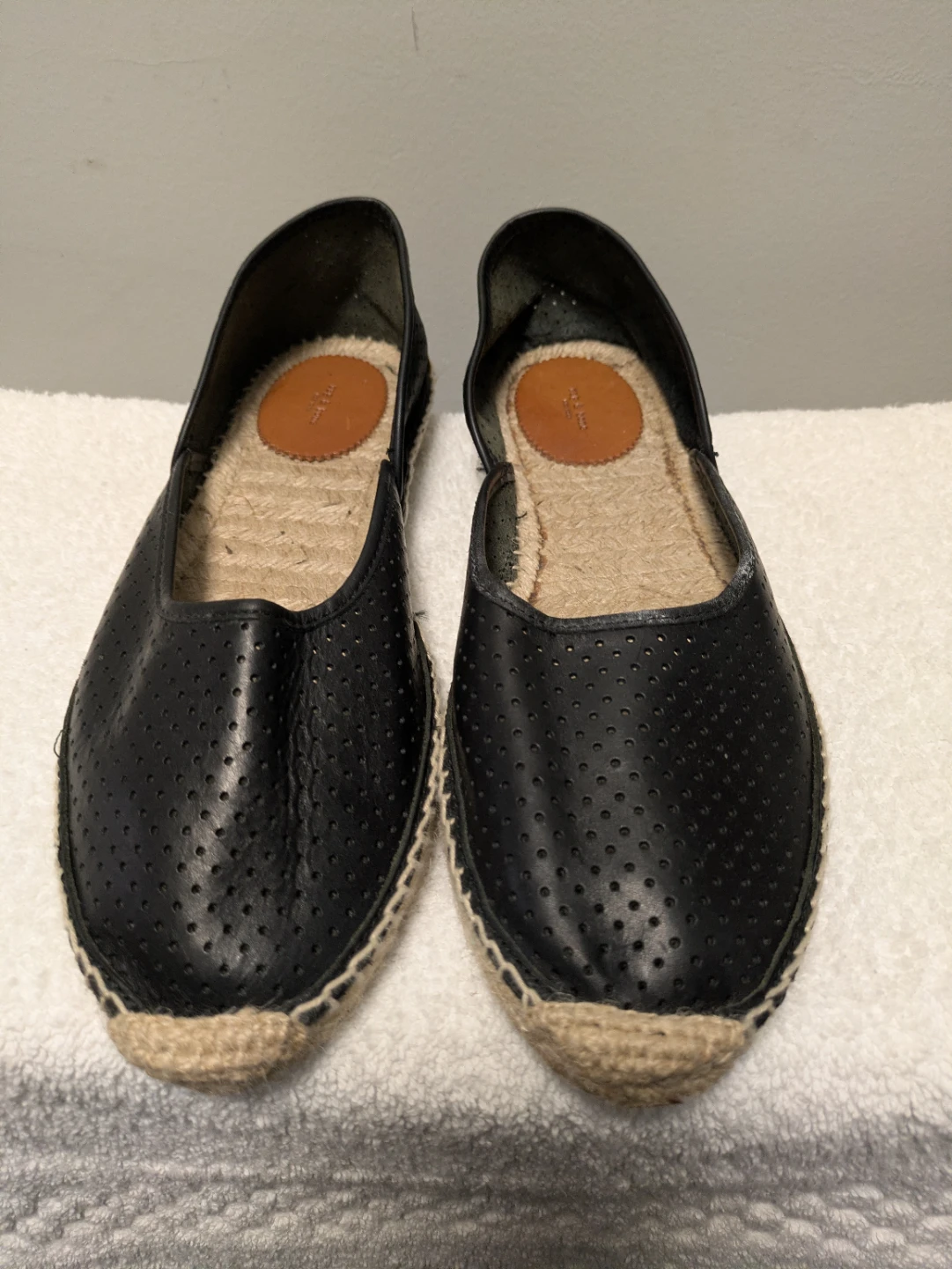 Rag & Bone Black Perforated Leather Espadrille Flats