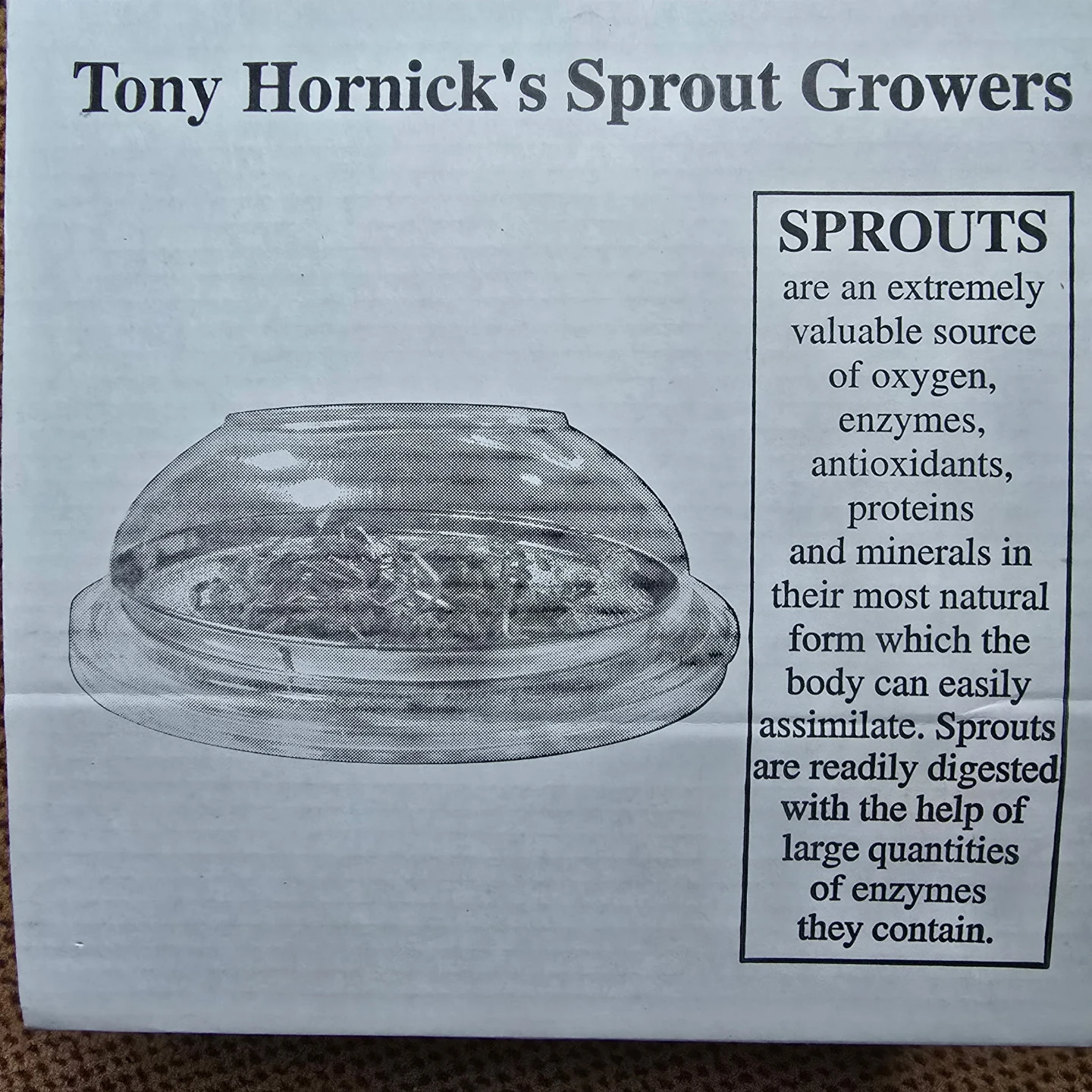 New-Tony Hornick's Sprout Growers