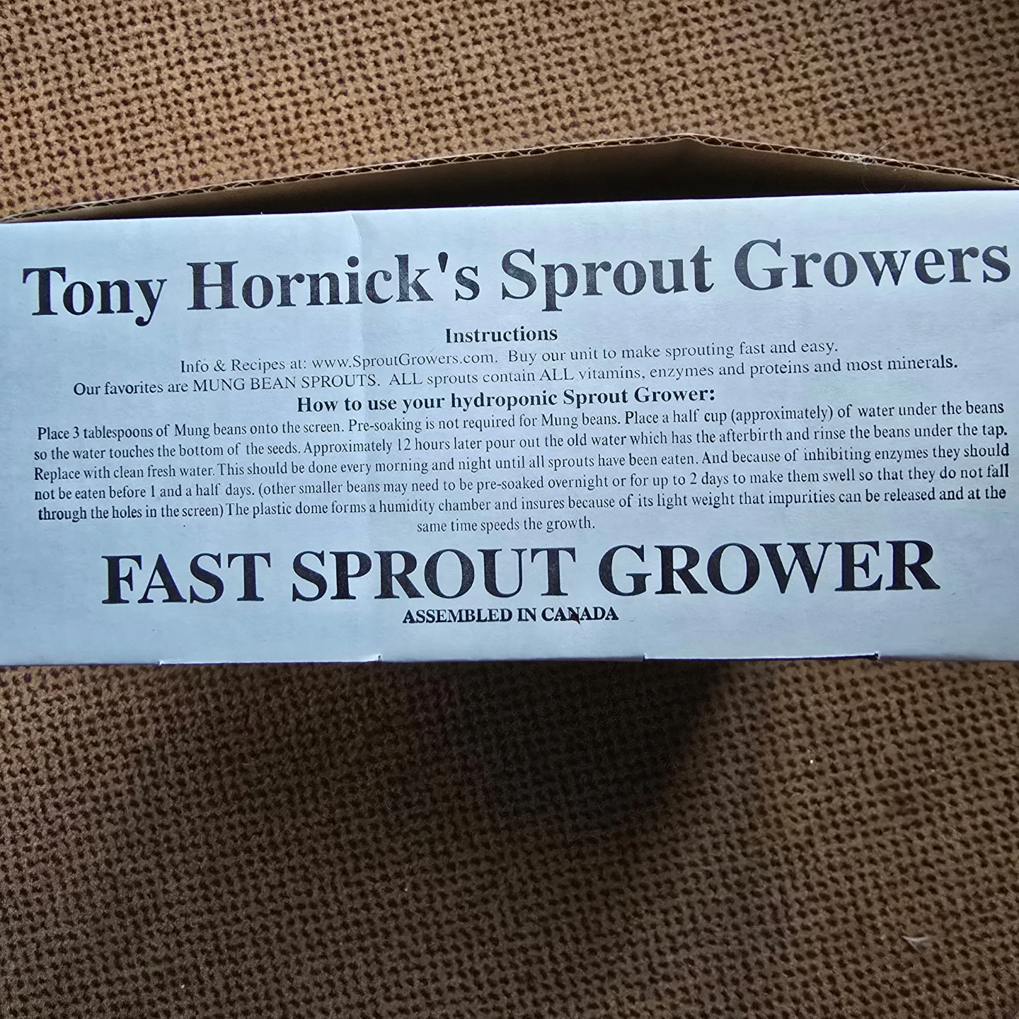 New-Tony Hornick's Sprout Growers - photo 3