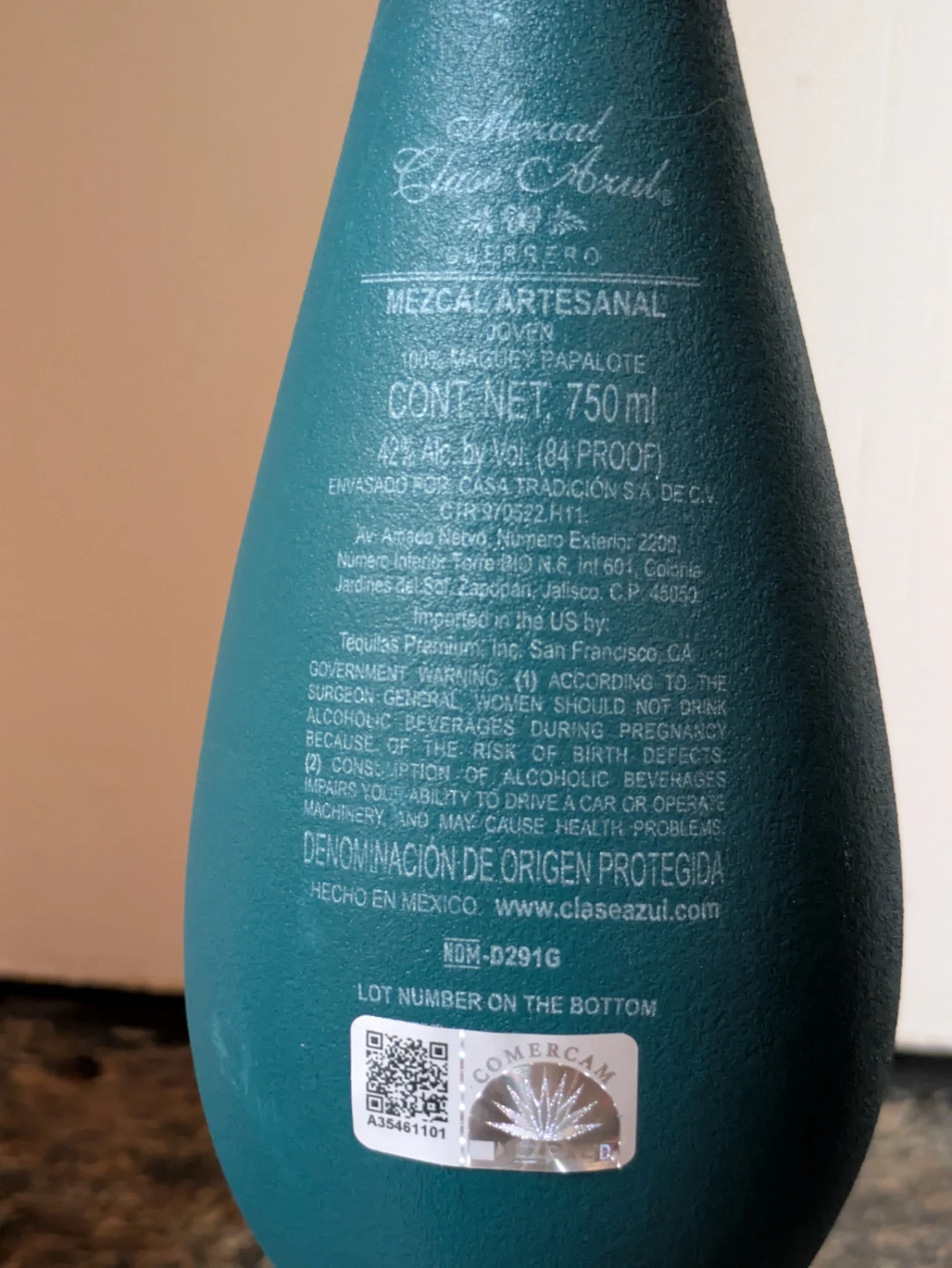 Clase Azul Mezcal Artesanal Joven Tequila Bottle - photo 2