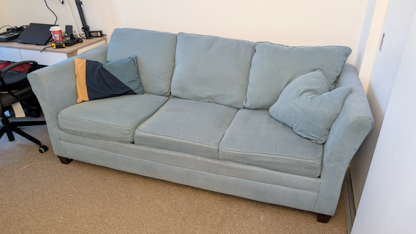 🛋️ Light Blue 3-Seater Sofa Bed (Mattress Included)