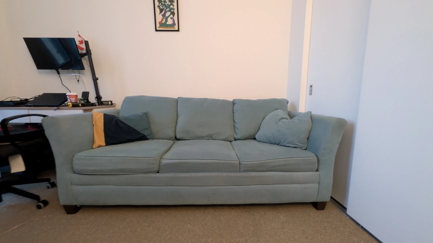 🛋️ Light Blue 3-Seater Sofa Bed (Mattress Included) - photo 2
