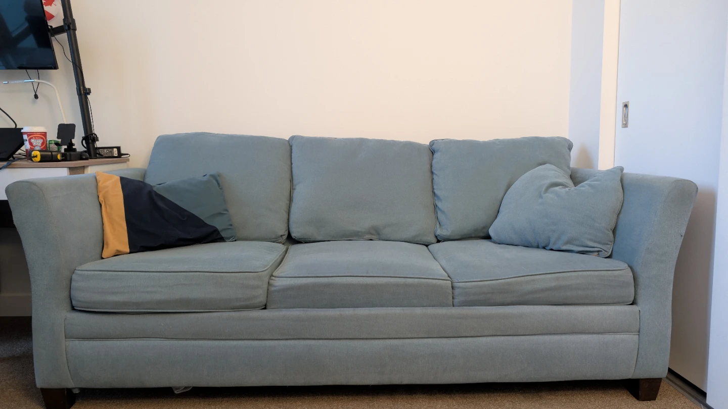 🛋️ Light Blue 3-Seater Sofa Bed (Mattress Included) - photo 3