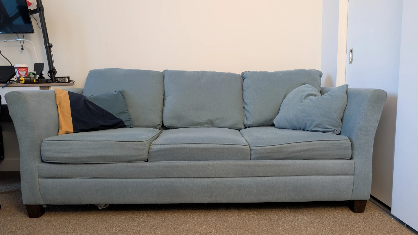 🛋️ Light Blue 3-Seater Sofa Bed (Mattress Included) - photo 4