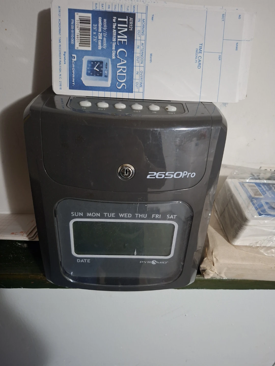Pyramid 2650Pro Time Clock with Acroprint Time Cards