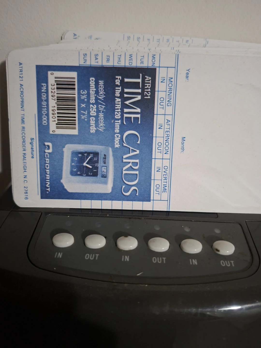 Pyramid 2650Pro Time Clock with Acroprint Time Cards - photo 2