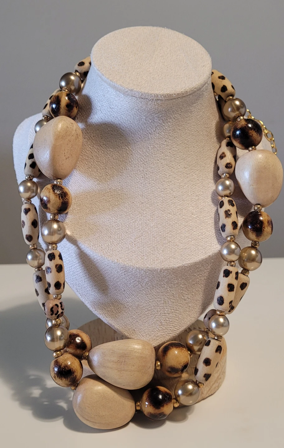 Signed Vintage Joan Rivers Wooden Bead Necklace