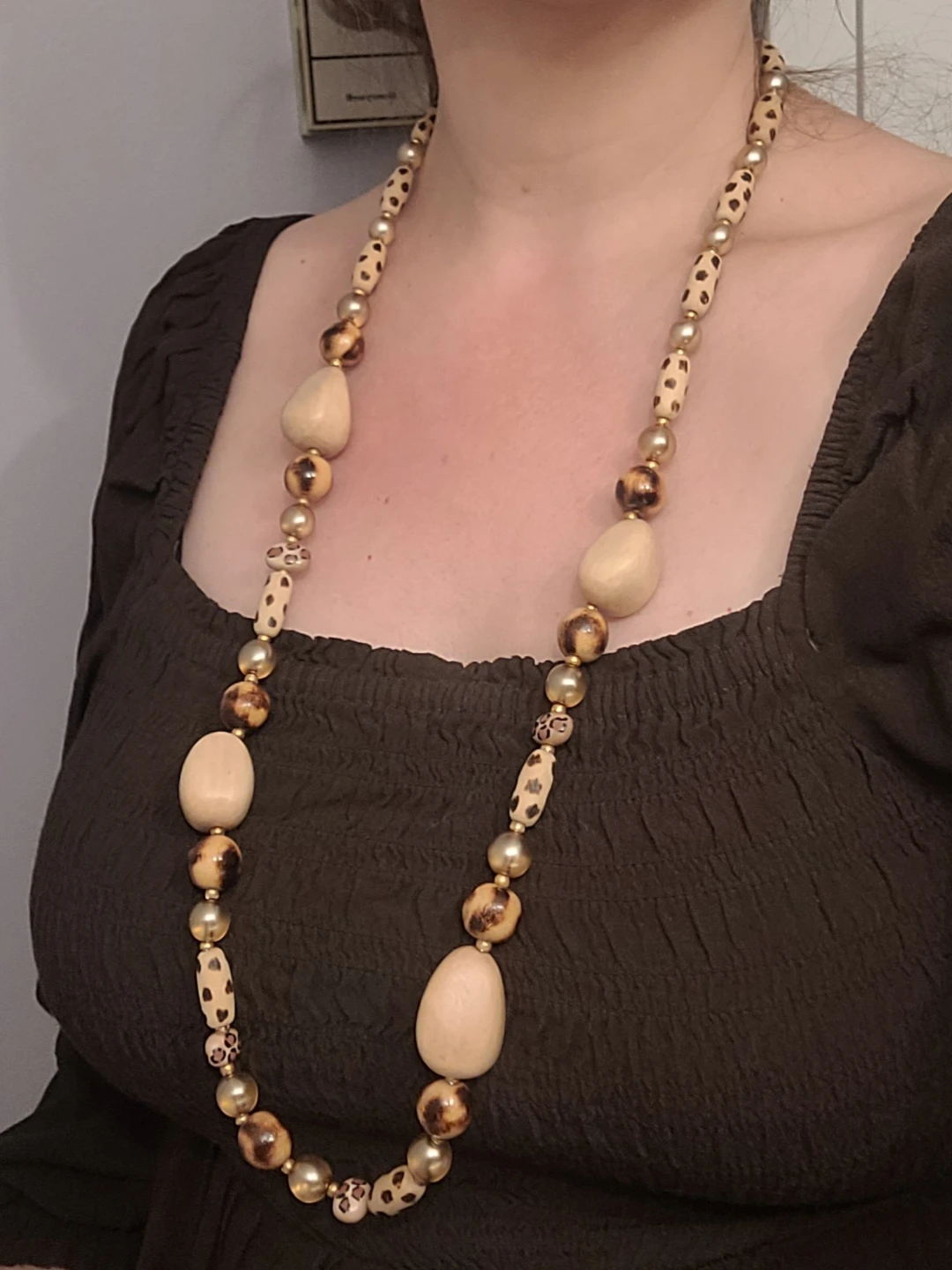 Signed Vintage Joan Rivers Wooden Bead Necklace - photo 4