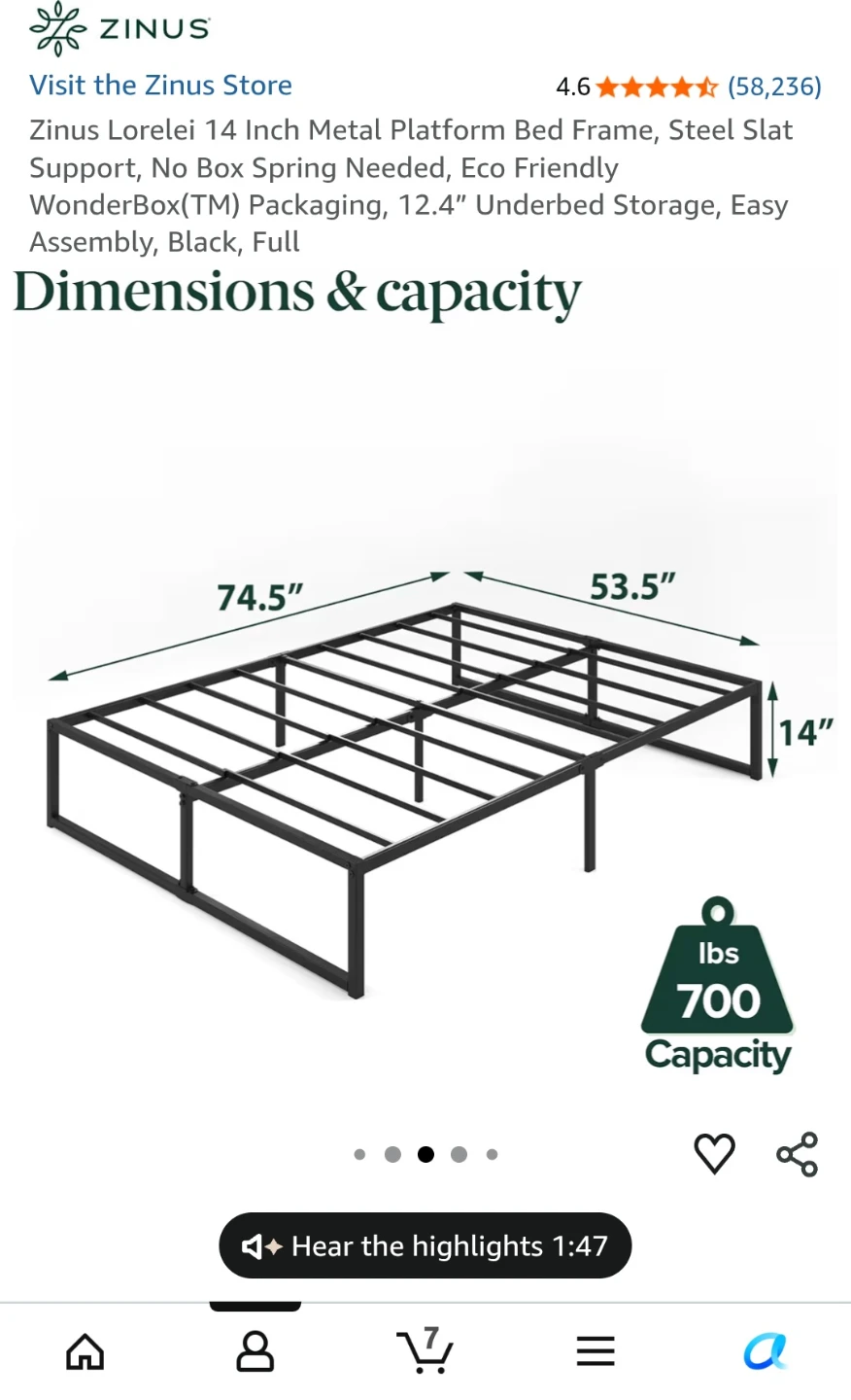 Zinus 10 inch double mattress and metal bed frame - photo 4
