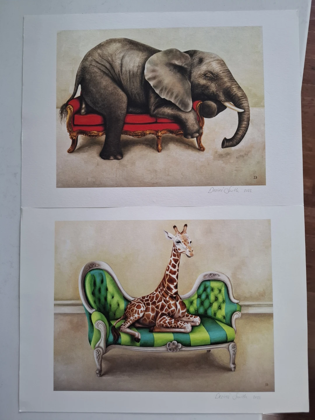 Desiree Smith Art Prints - Elephant and Giraffe