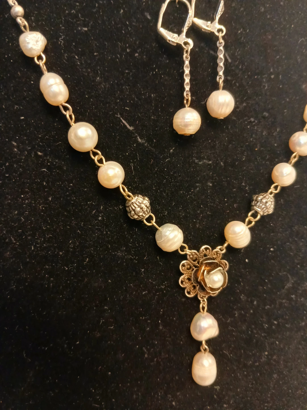 Natural Pearl Necklace and Earring Set - photo 3