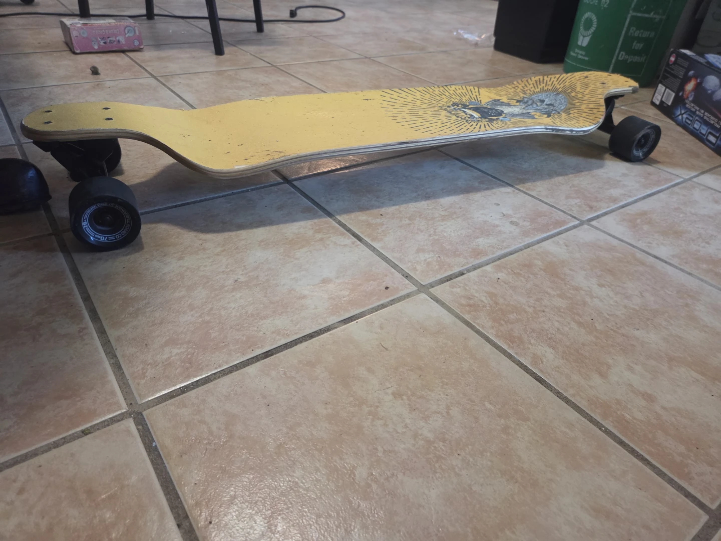 Yellow Longboard Skateboard with Graphic - photo 2