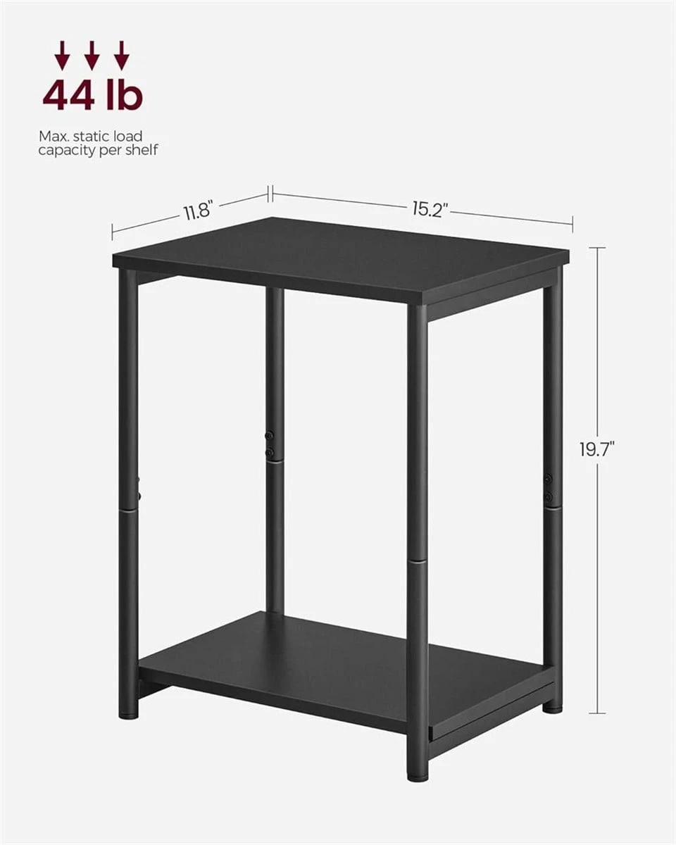 VASAGLE End Side Table Black 15.2" W x 11.8" D x 19.7" H - photo 2