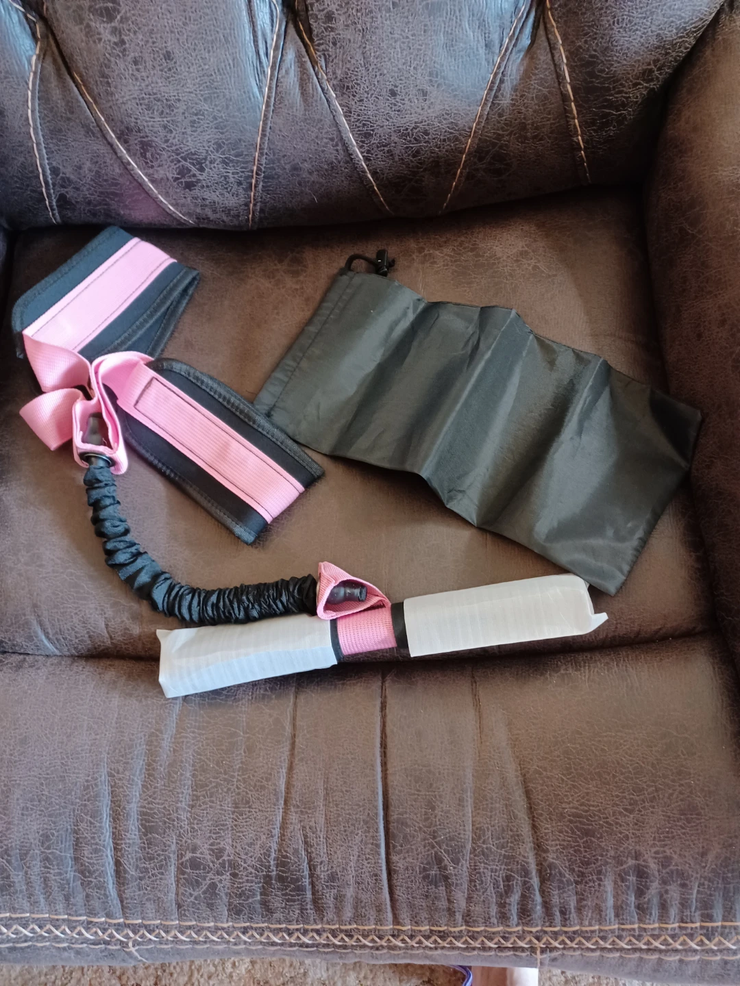 Pink and Black Resistance Band Set with Bag