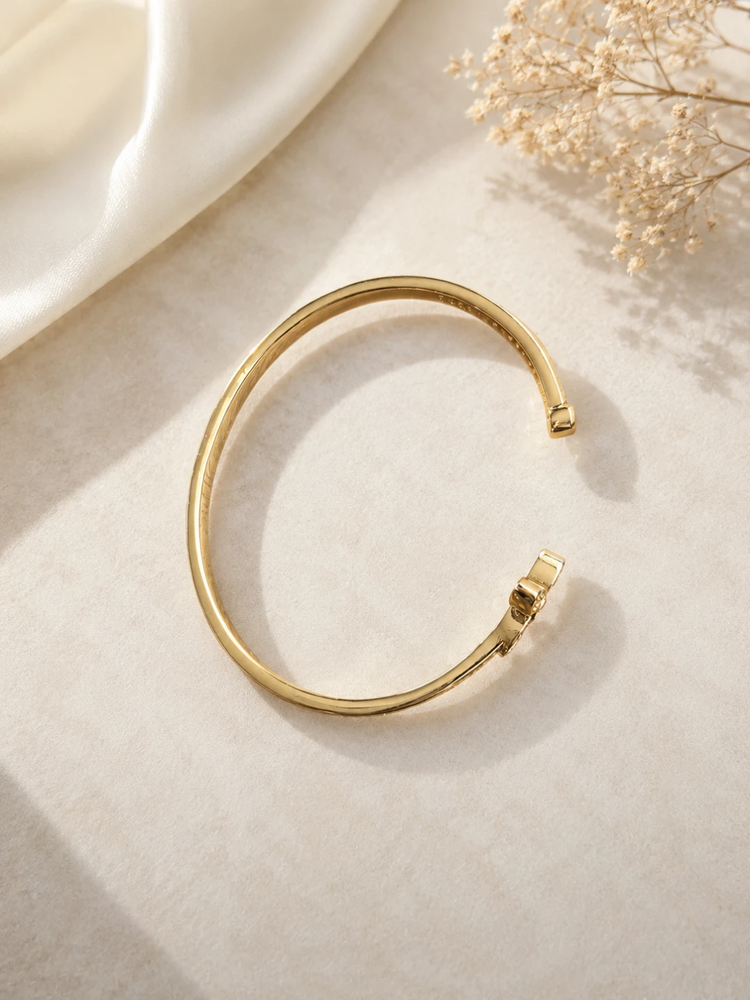 Gold Tone Bangle Bracelet with Crystal Embellishments - photo 3