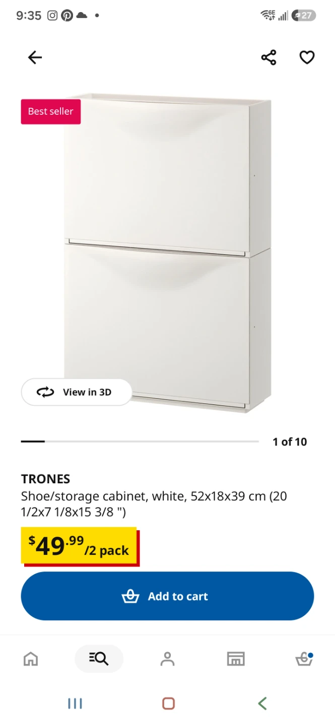 IKEA TRONES Shoe/Storage Cabinet - White (2 pack)