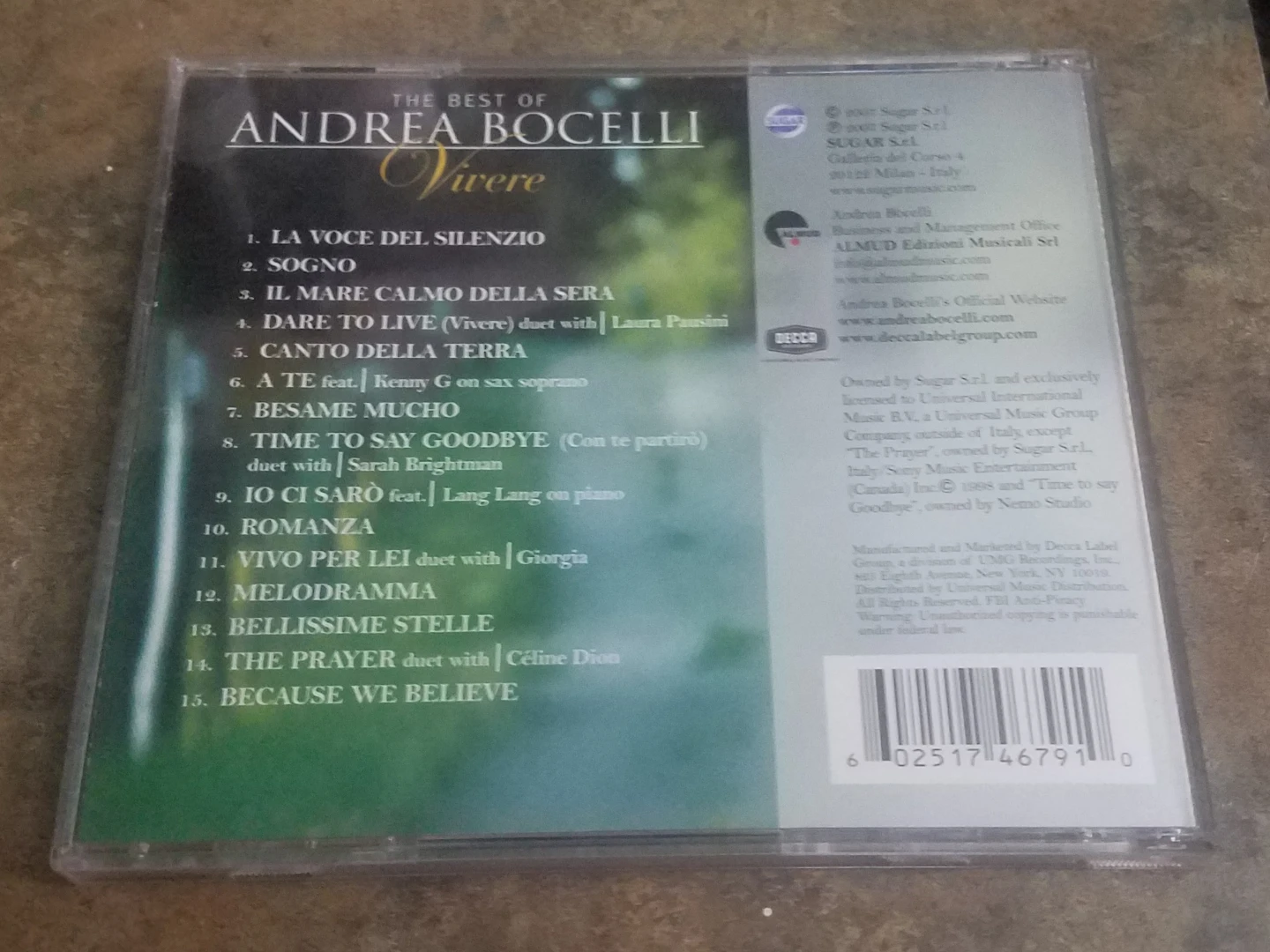 The Best Of Andrea Bocelli - Vivere Excellent Condition CD - photo 5