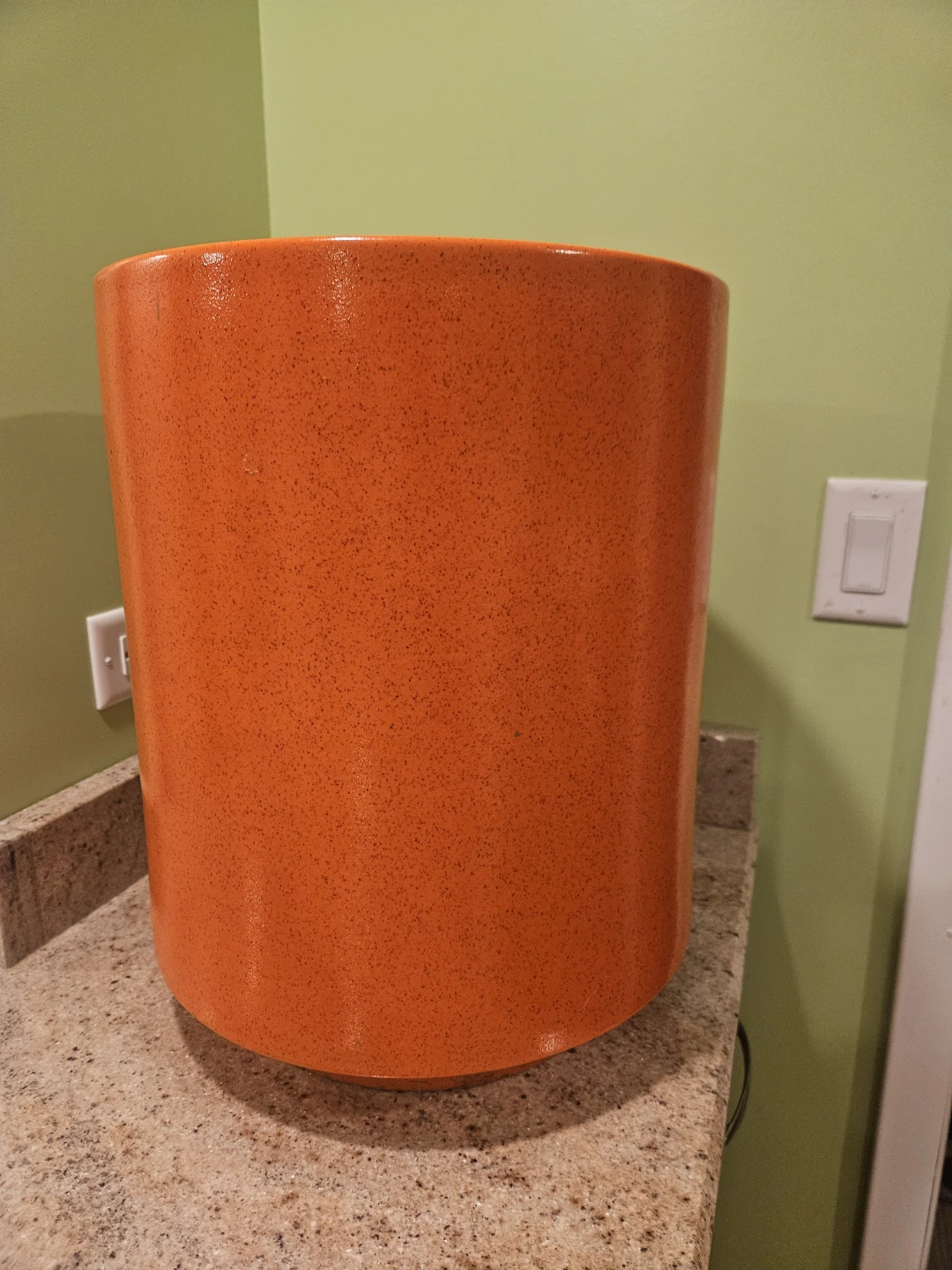 Mid Century Modern Vintage 70's  Planter Speckled Orange