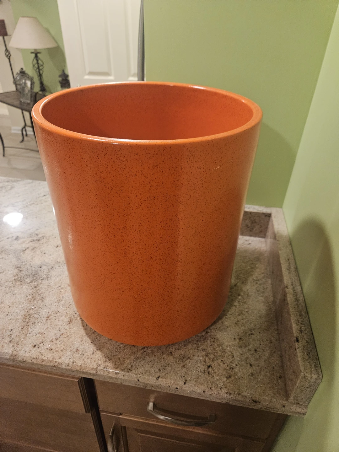 Mid Century Modern Vintage 70's  Planter Speckled Orange - photo 3