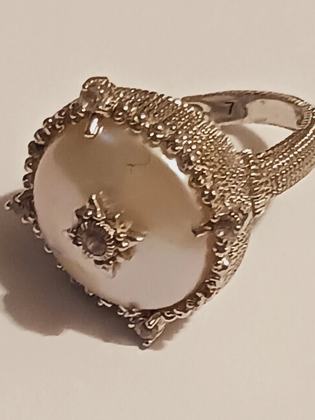 JUDITH RIPKA 925 STERLING PEARL SAPPHIRE & DIAMOND COCKTAIL RING - photo 3