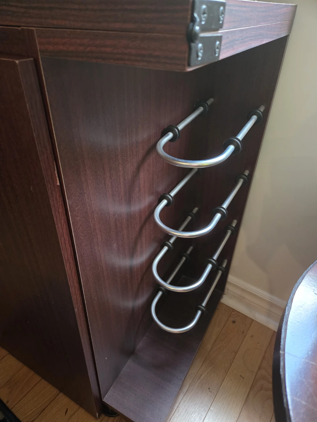 Dark Wood Drinks Cabinet with Shelves and Racks - photo 4