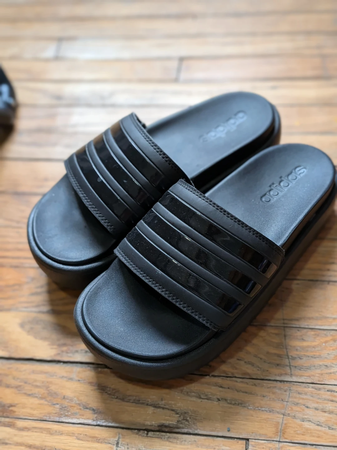 Women's Size 6-Adidas Adilette Platform Slides - Core Black