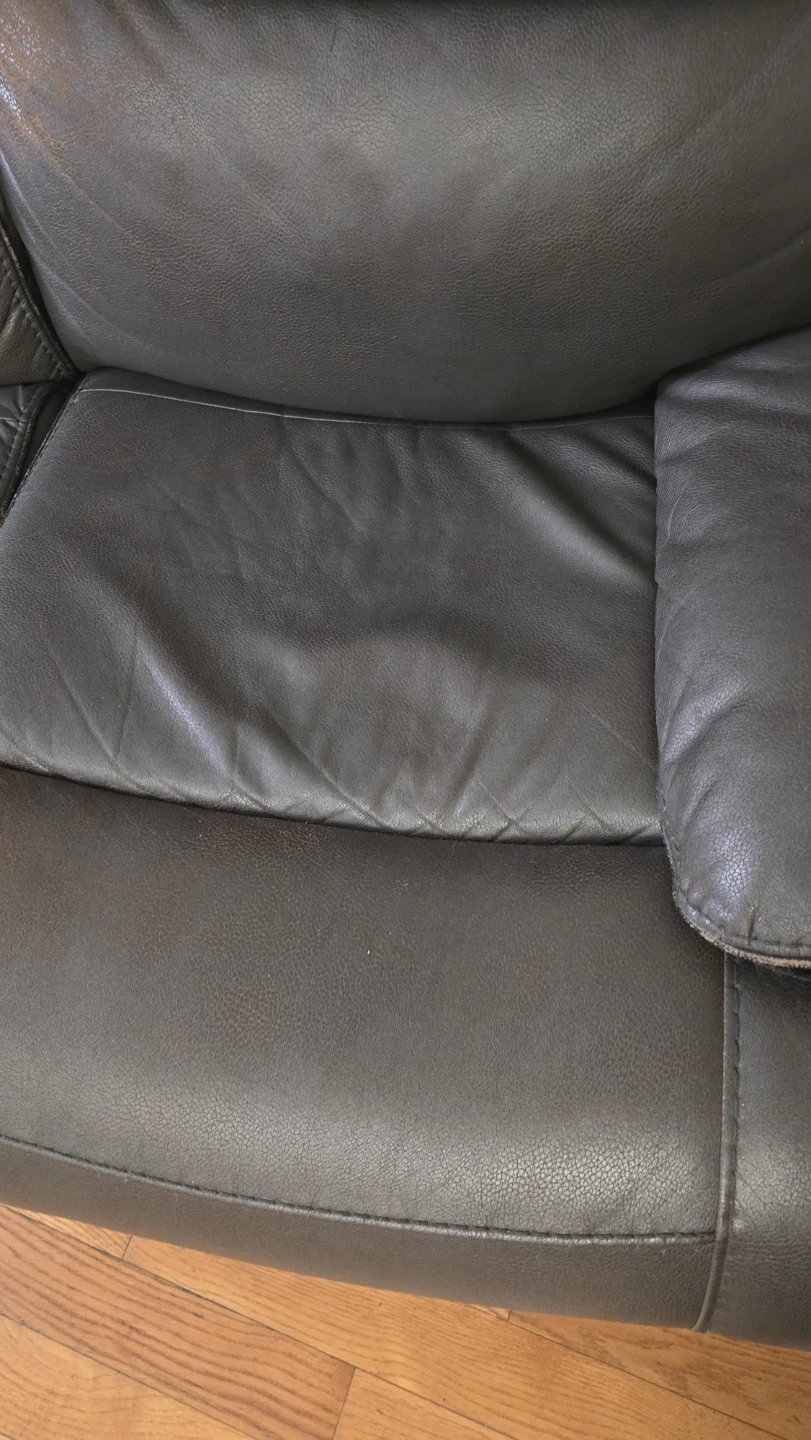 Dark Brown Faux Leather Loveseat Recliner - photo 4