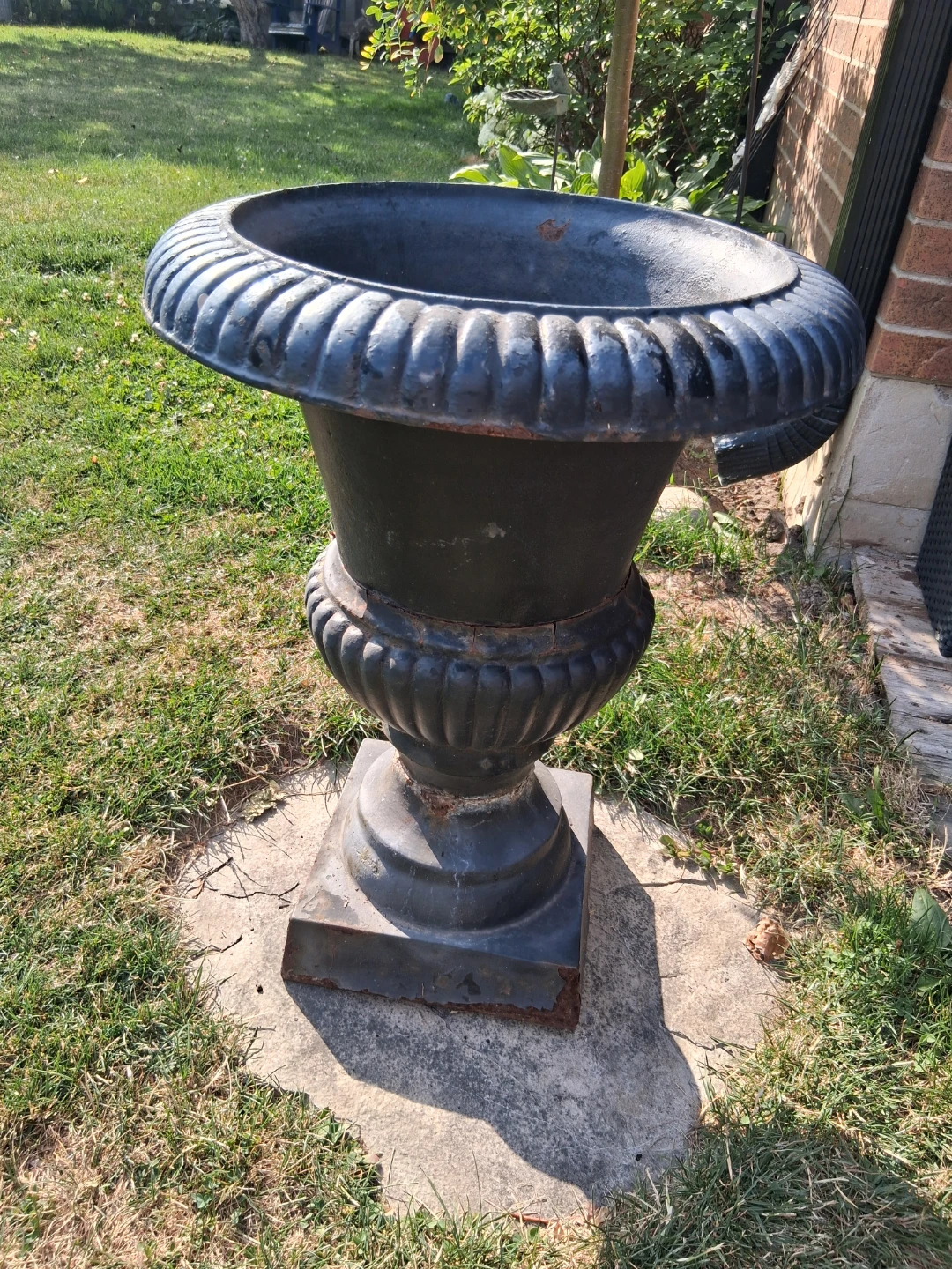 Large Black Cast Iron Urn Planter