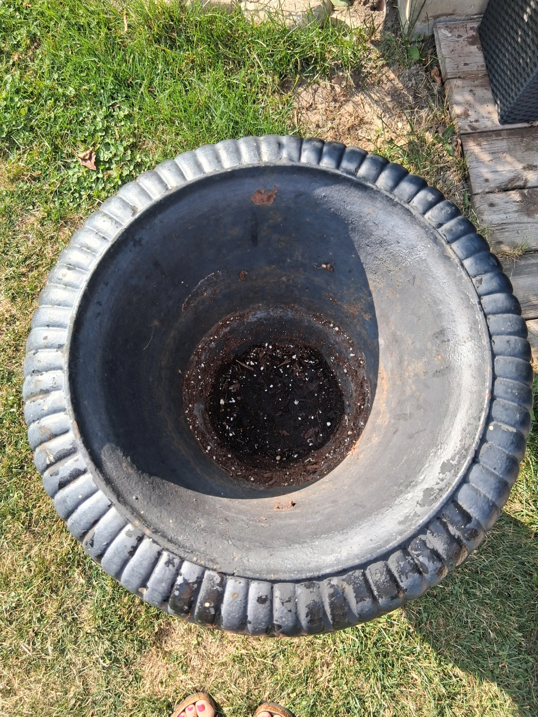 Large Black Cast Iron Urn Planter - photo 2